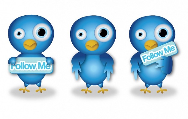 three cute cyclopia twitter birds with White background