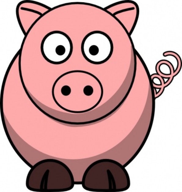 pink fat pig clip art with Black background