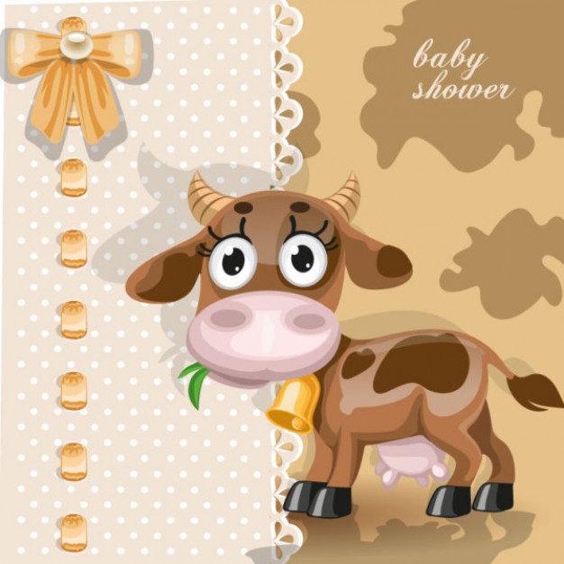 baby shower scrapbook card with brown cow