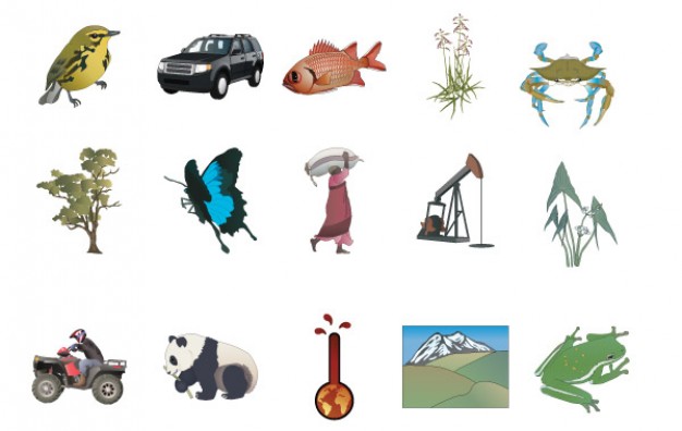 plant car panda symbol libraries with white background