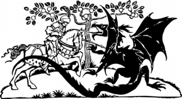 fight between george and the dragon clip art
