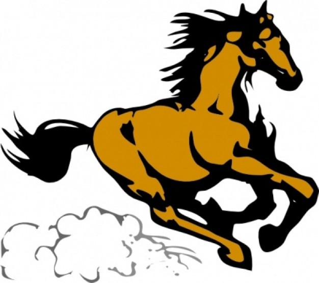 yellow cavallo horse running high speed clip art