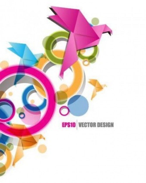Free text creative with circle and origami ribbon design background