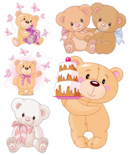 lovable bear cartoon for happy birthday