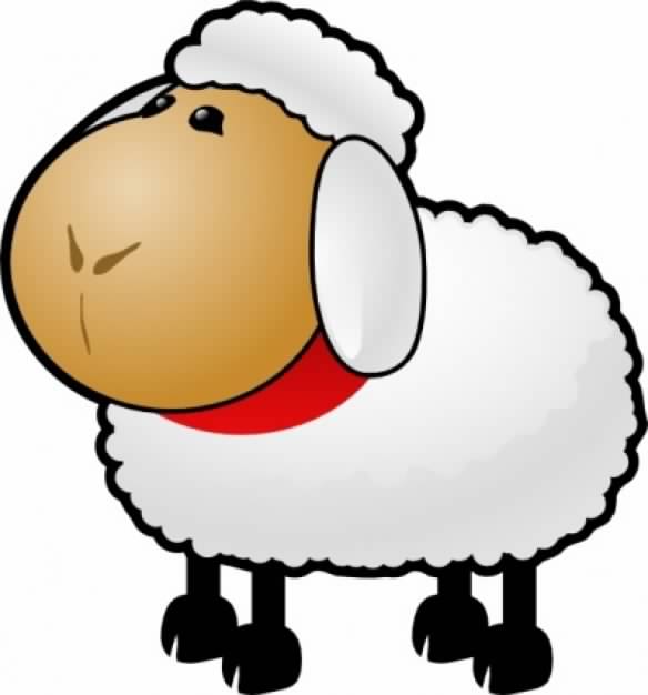Sheep clip art with red necklace