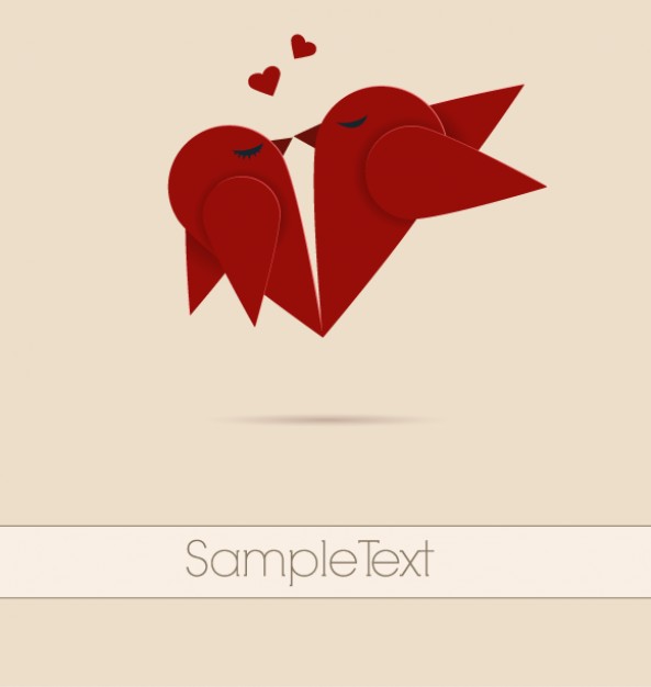 Couple Kissing Love Origami Birds for note template