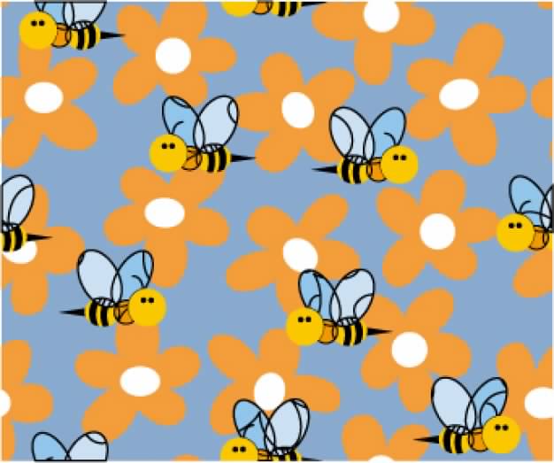 Cute pattern with continuous  bee flower background