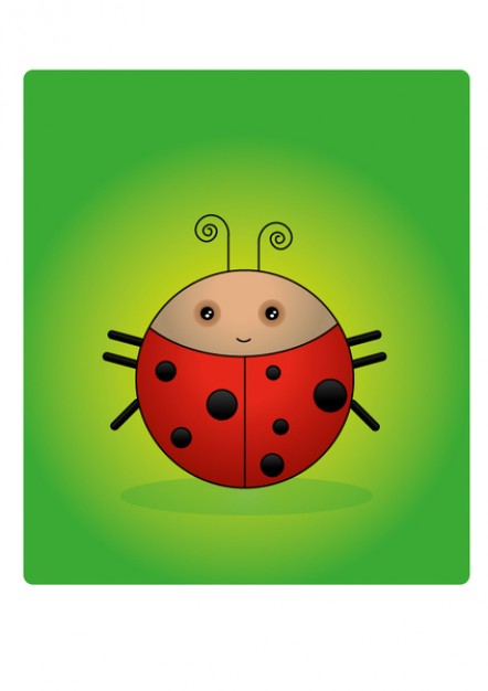 a ladybug vector with green fluorescence background