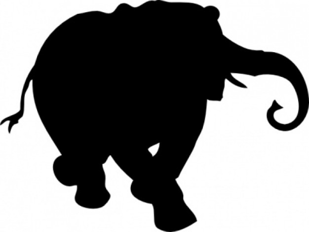 black Elephant taking a walk Silhouette clip art