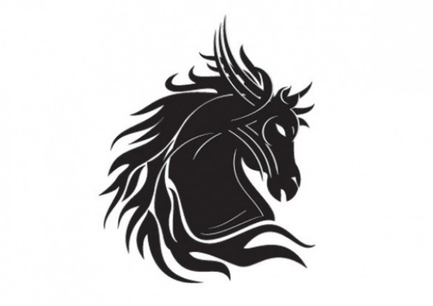 Black horse head silhouette tribal tatoo vector