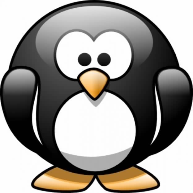 Cartoon Penguin with yellow mouth clip art