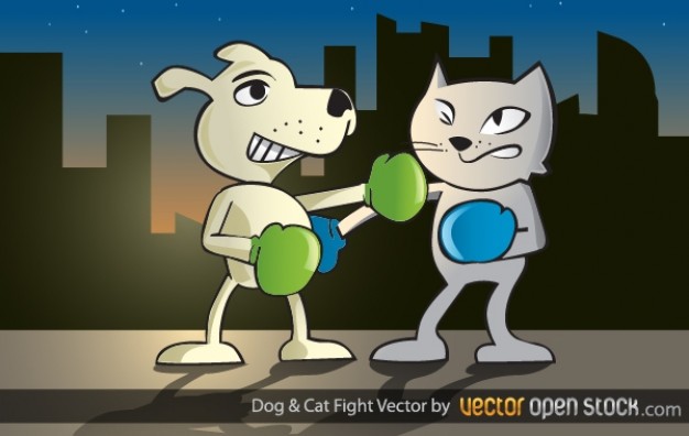 Boxing between dog and cat