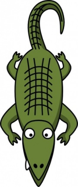 alligator stretching out one tooth in cartoon style