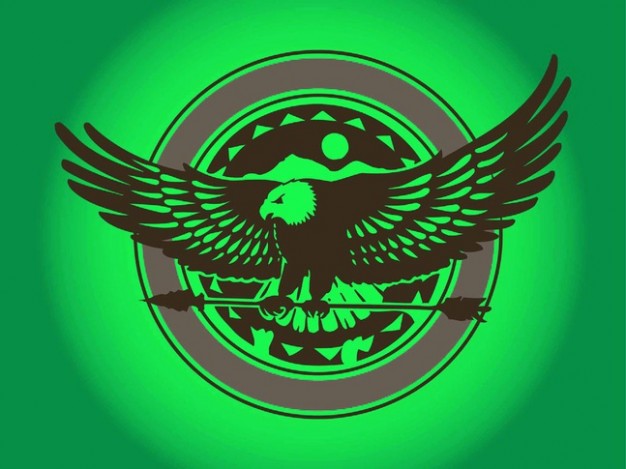 flying eagle Arrow logo with green background in vector pack