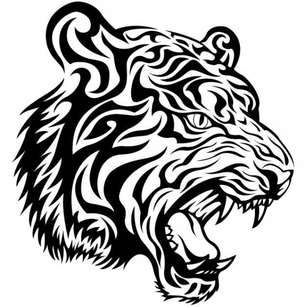 Black Tribal Tiger head Vector  for logo design