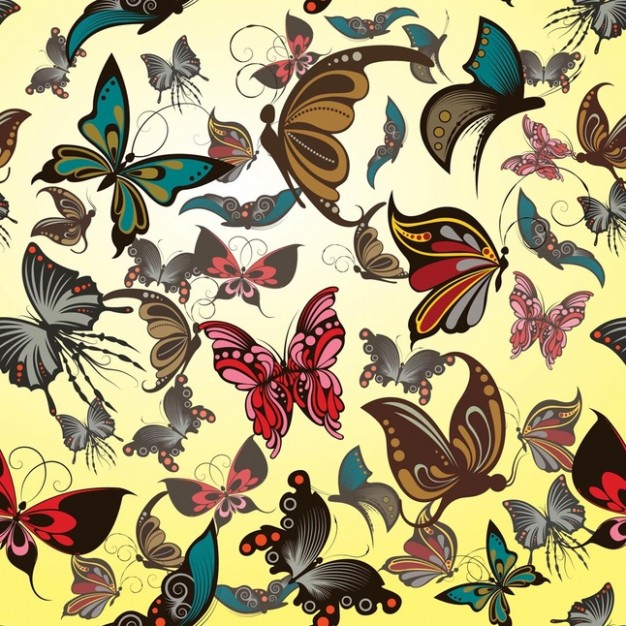 Butterflies Pattern with lighter yellow background