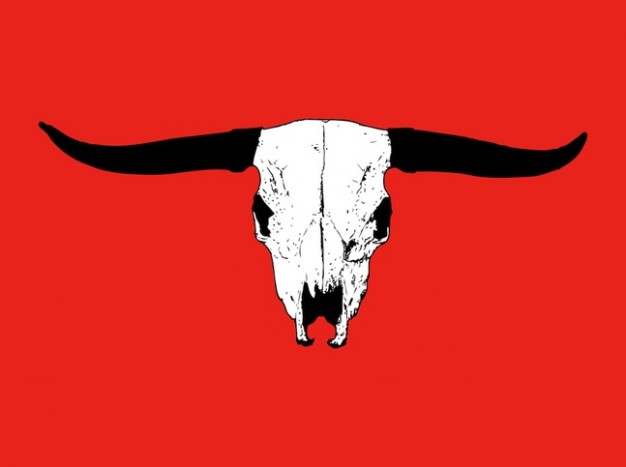 dead scary Bull skull with red background