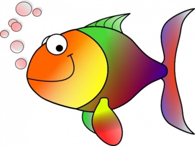 colorful Bubbling Cartoon Fish clip art