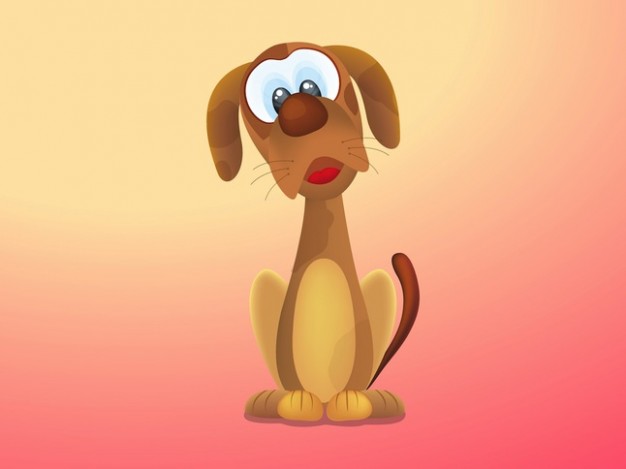 Cartoon sitting dog with surprised expression