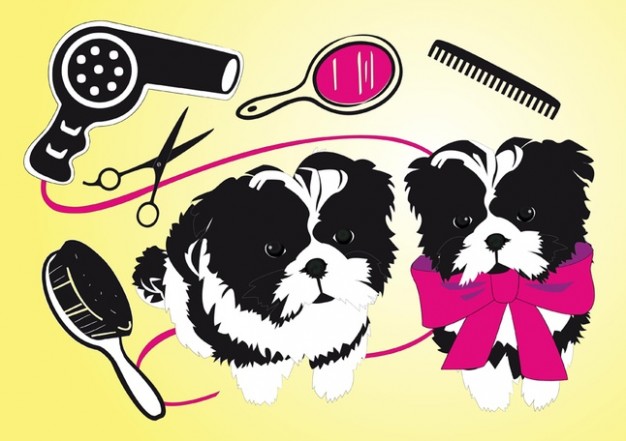 lovable Dogs Beauty Salon with yellow background