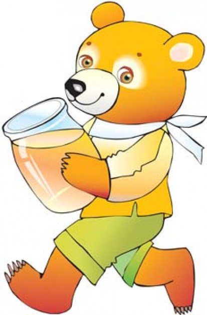 Bear with glass bottle