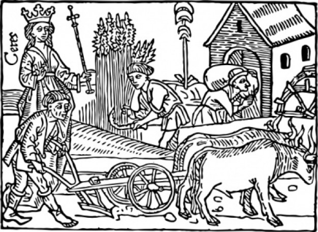 Medieval Farming showing imperial power and slave clip art