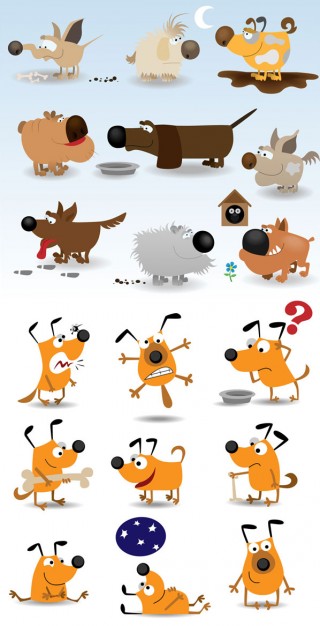 Cute cartoon dog material with funny expression