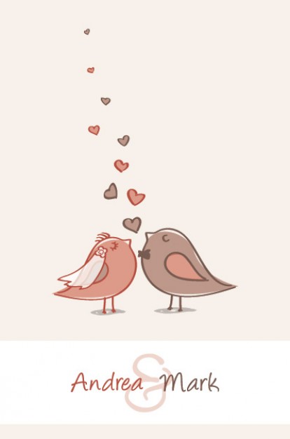 Cute lovely couple birds for Wedding Invitation card