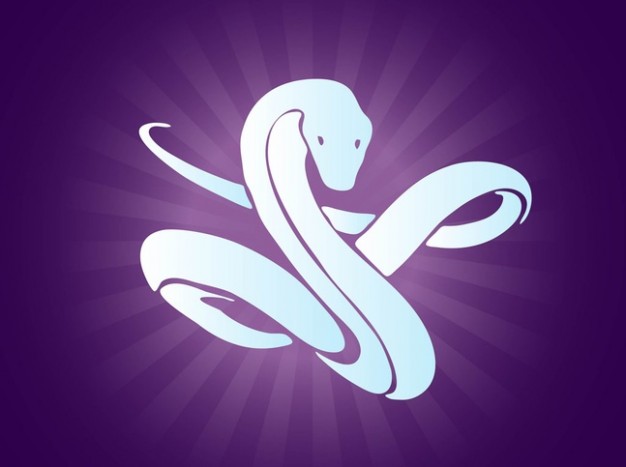 White snake with purple radiant background