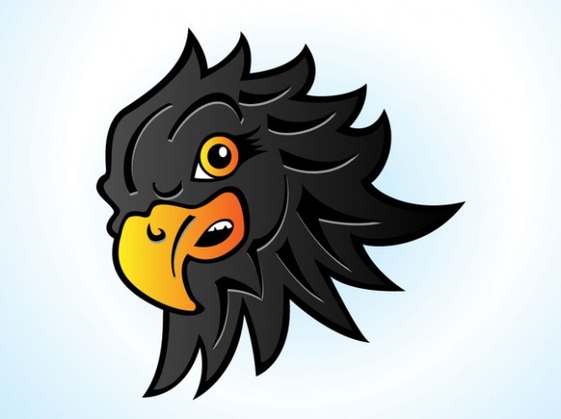 relief Hawk head with bright and piercing eyes cartoon