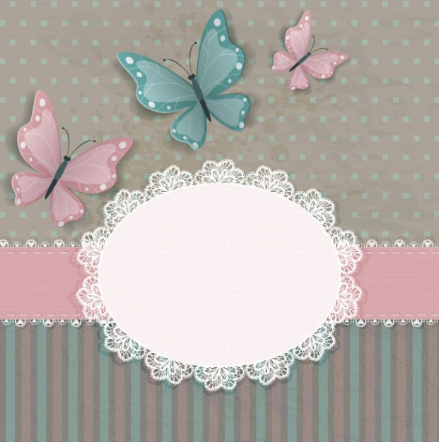 cute three butterflies dimensional card vector with twill background