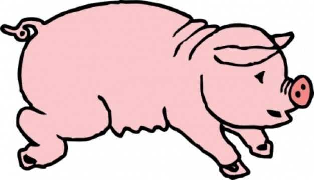 pink fat Piggie Pig running clip art