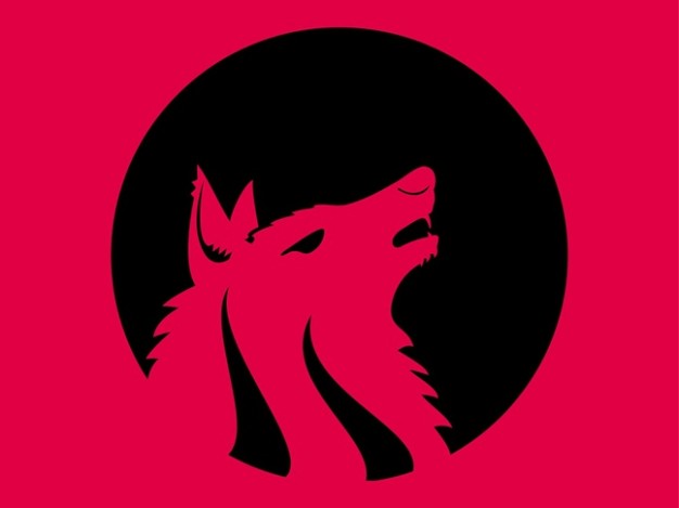 a howling wolf logo template with pink background