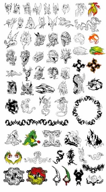 60 models of various dragon Vector material