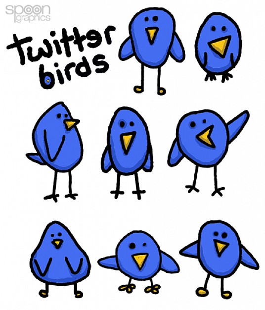 eight cute simple twitter bird doodle graphics