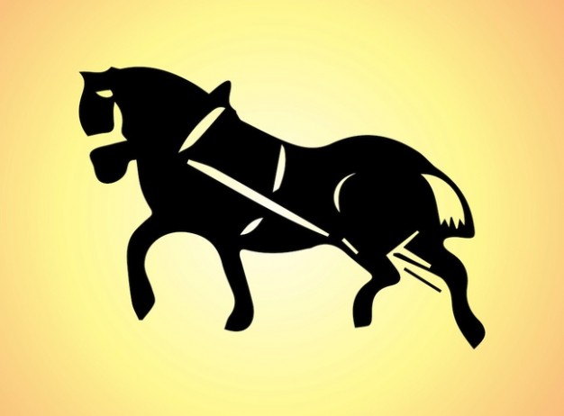 a small horse outlines in black solid color with sunrise color