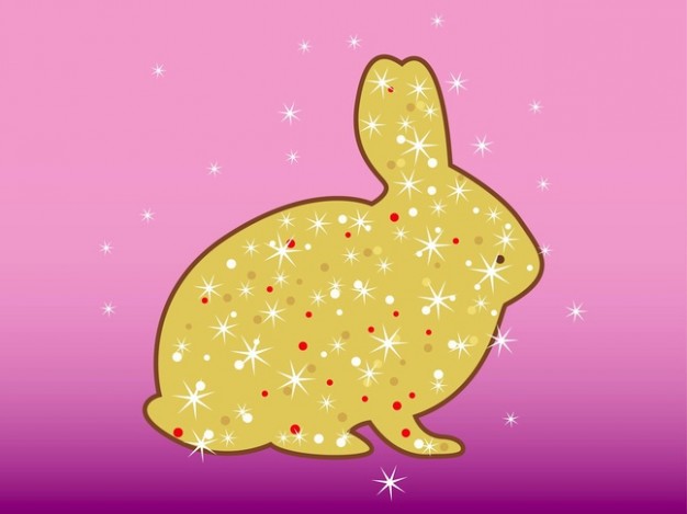 Abstract colorful bunny silhouette animal vector with pink background