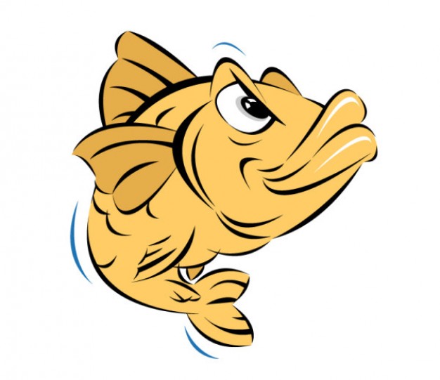 Aggressive fish jumping up cartoons vector material