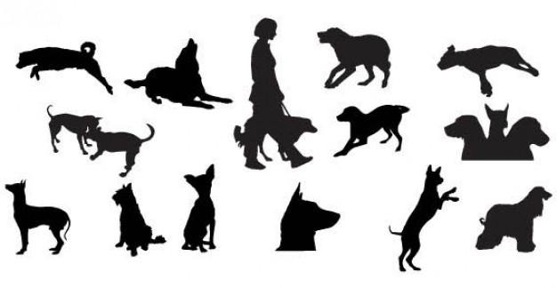 black and white training Dog Silhouettes
