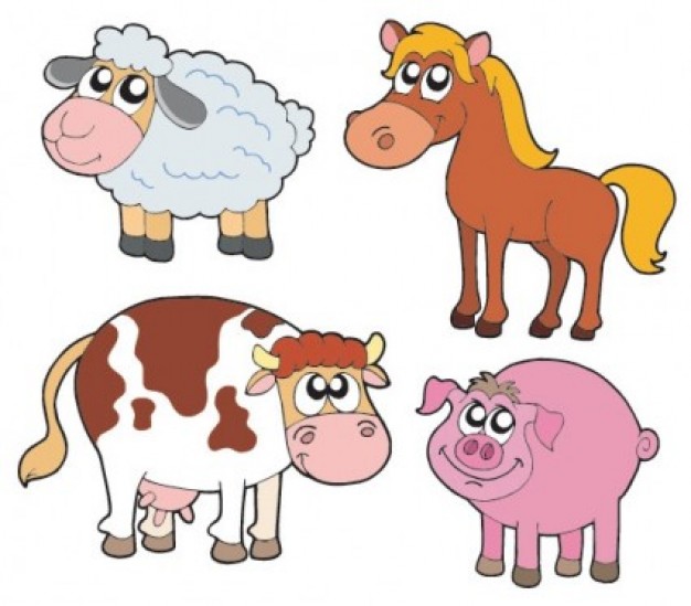 Cute animals zoo cartoon graphics including horse sheep etc