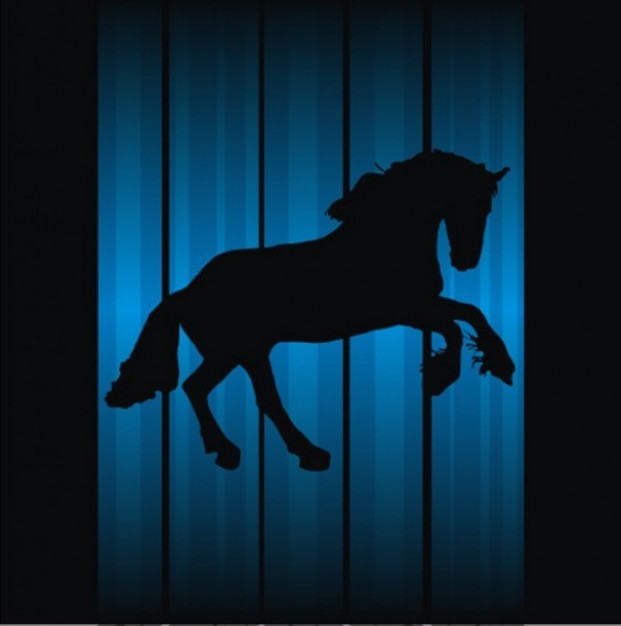 Amazing horse silhouette with blue vertical lines