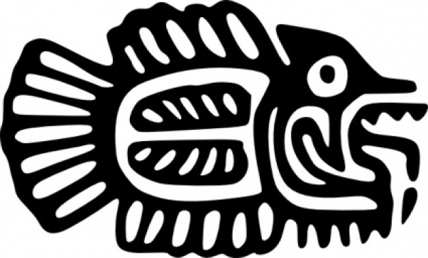 Ancient Mexico Motif Fish clip art in side view