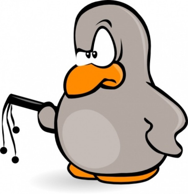 angry penguin manager clip art with White background