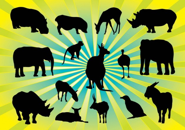 Animal Silhouettes Pack like elephant monkey deer