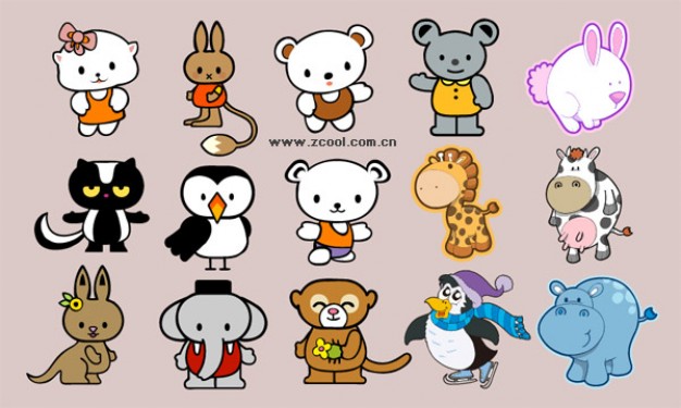 animals Cartoon vector material like dog mouse elephant owl penguin cat