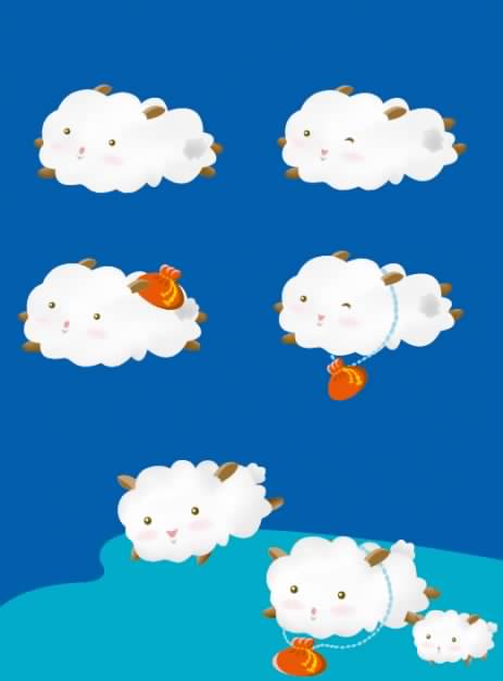 Anime sheep Vector material in clouds