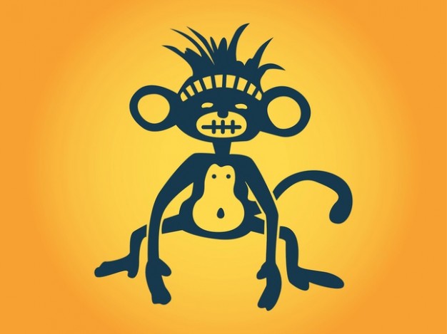 funny cartoon belly monkey with nimbus background