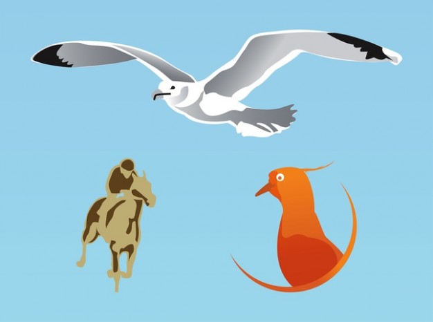 beach animal seagull footage logo vector with blue sky background