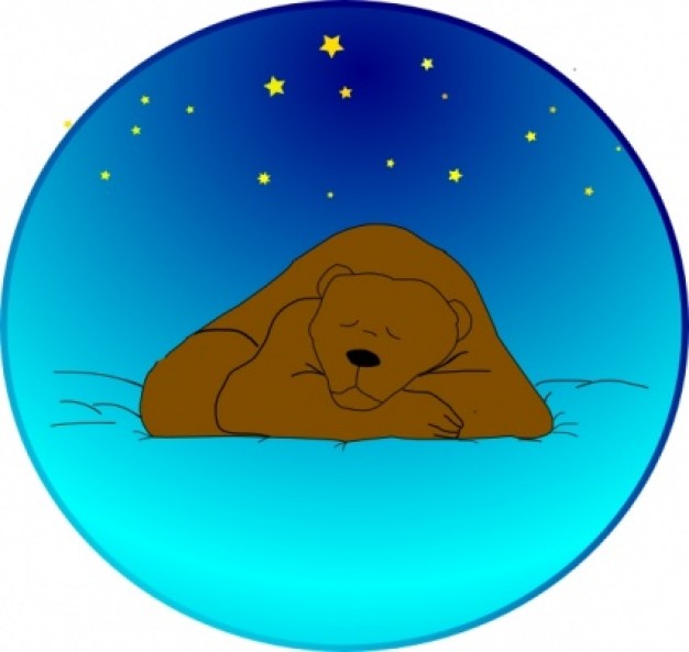 bear sleeping under stars circle clip art