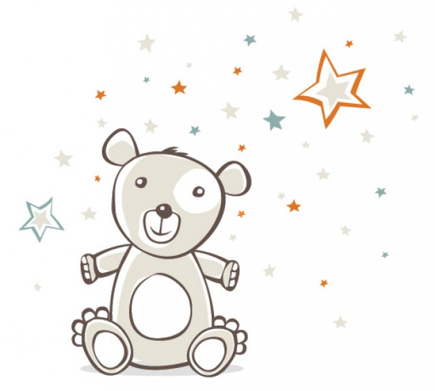 bear toy for Childish Vector with stars background